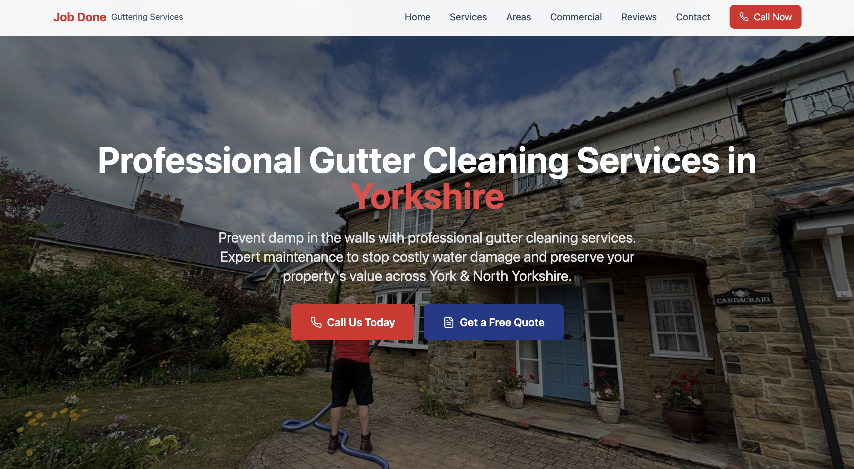 Screenshot of Job Done Guttering Services website