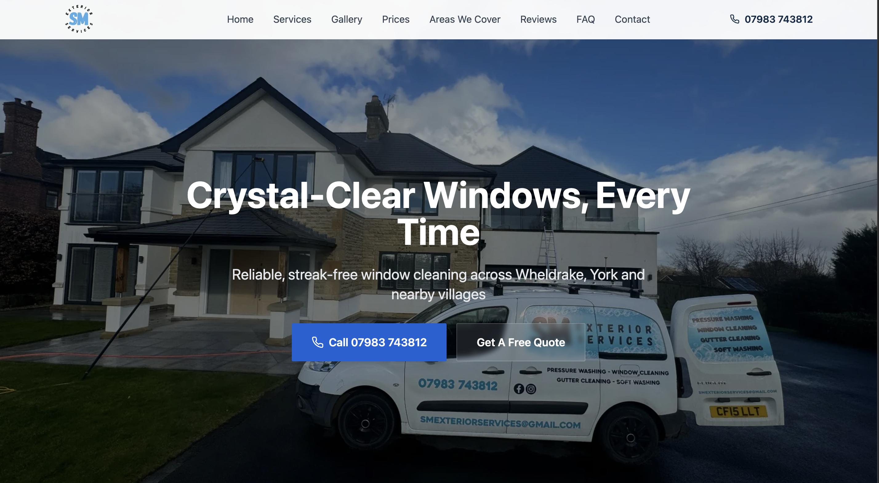 Screenshot of SM Exterior Services website